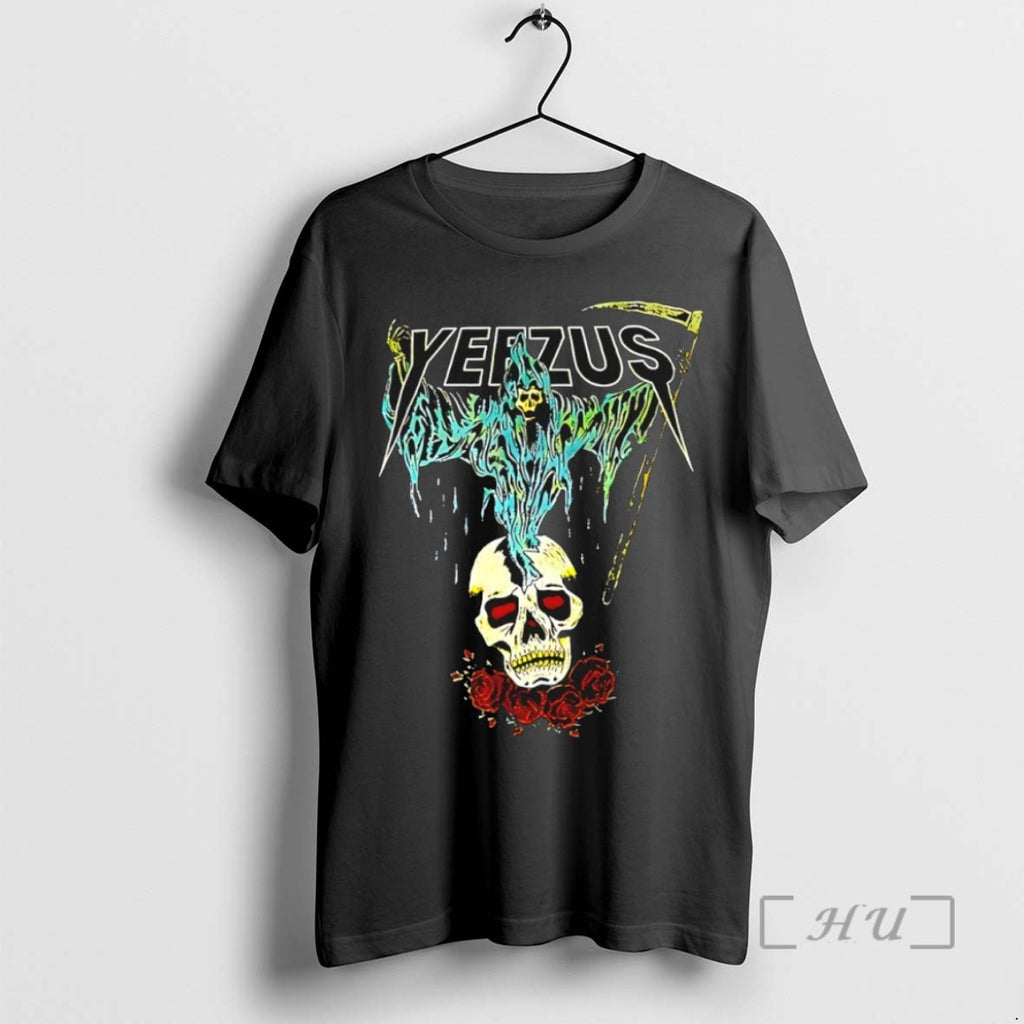 Officials Kanye West Ye Yeezus Grim Reaper Skull And Roses Tee Shirt Sweater