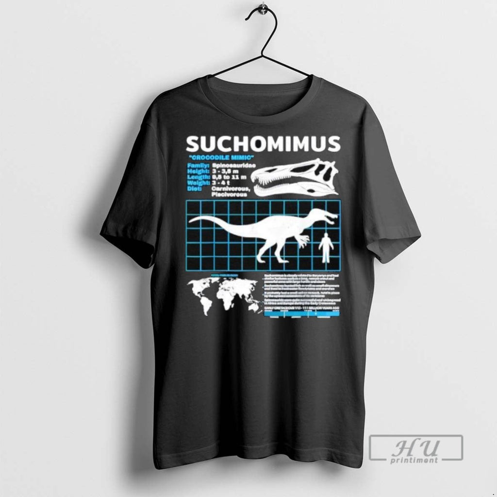 Officials Suchomimus Fact Sheet Dinosaur Facts T Shirt s Unisex , , , Long Sleeve Tee