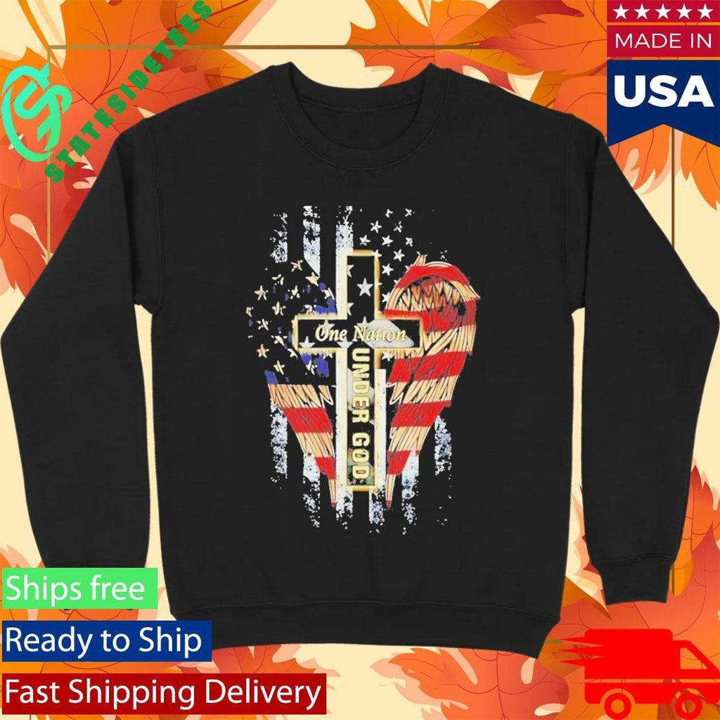 One Nation Under God American Flag Shirt Unisex , , , Long Sleeve Tee