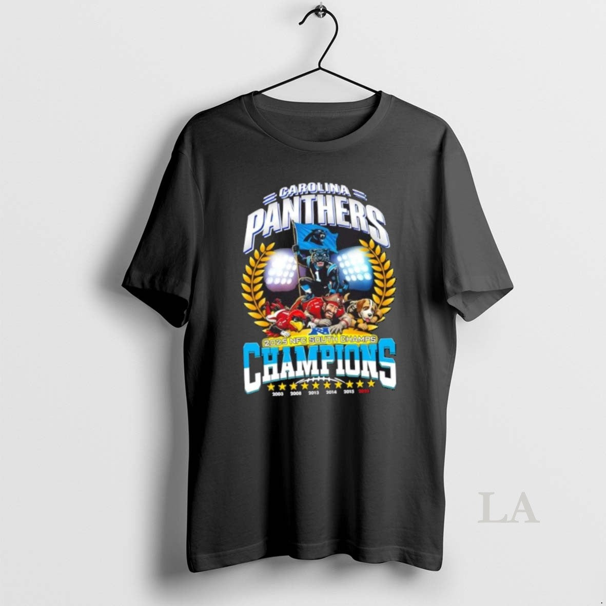 Original 2025 Carolina Panthers Win Nfc South Champions Mascot Football Graphic