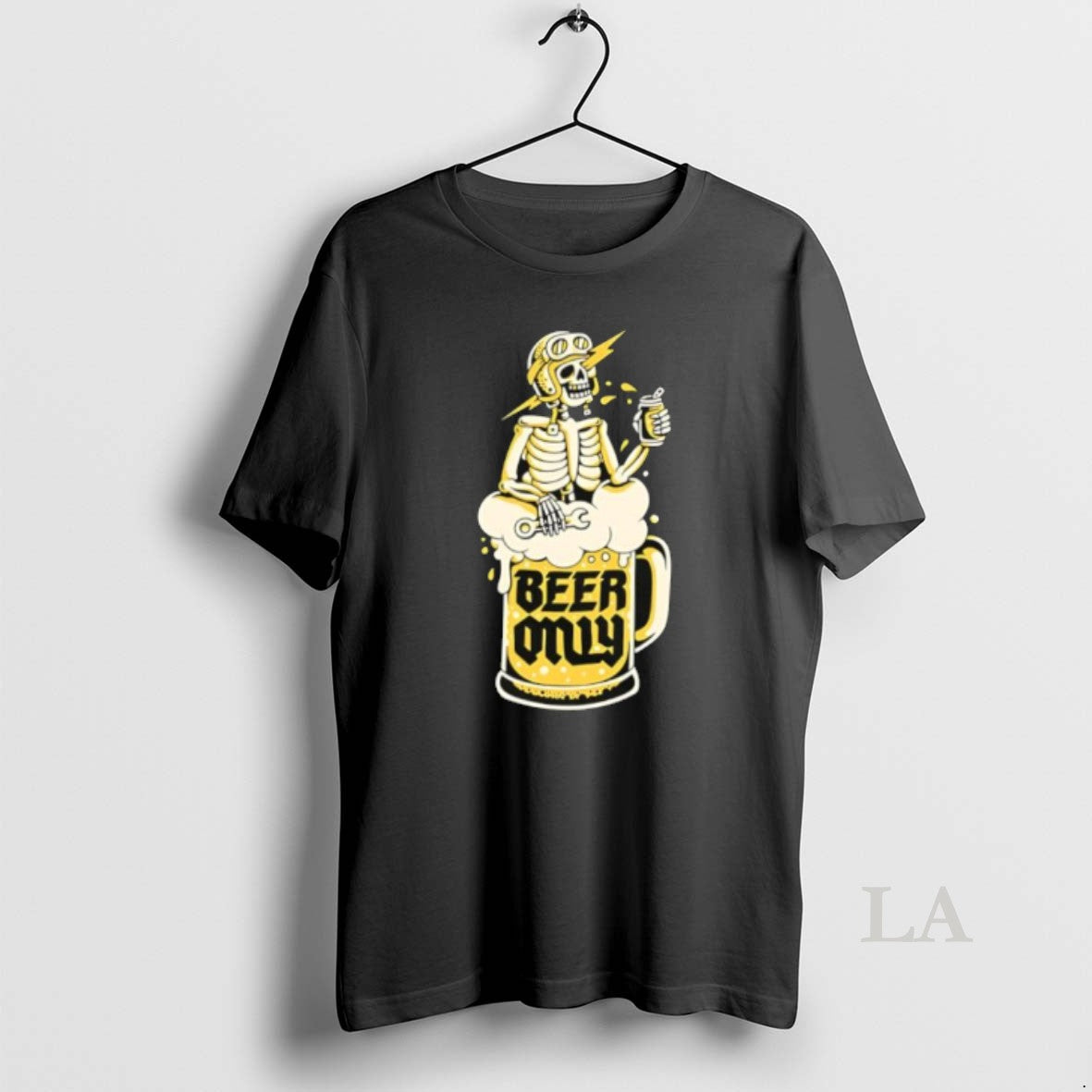 Original Beer Only Skeleton Mechanic Drinking From A