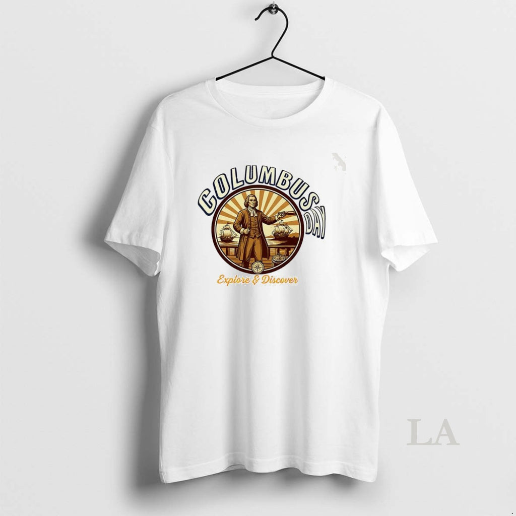 Original Columbus Day Explore And Discover Retro Logo