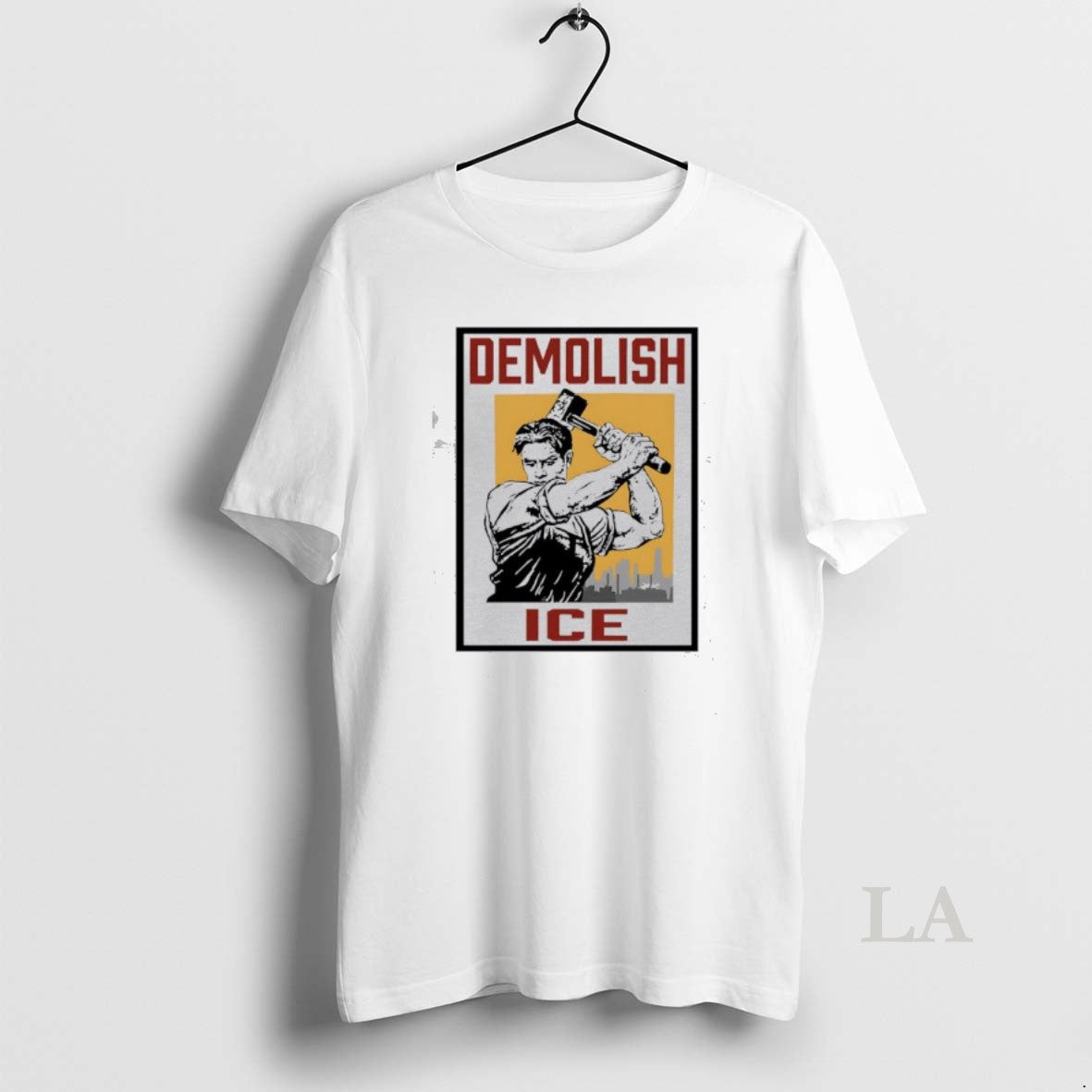 Original Demolish Ice Worker With Sledgehammer Political Protest Art