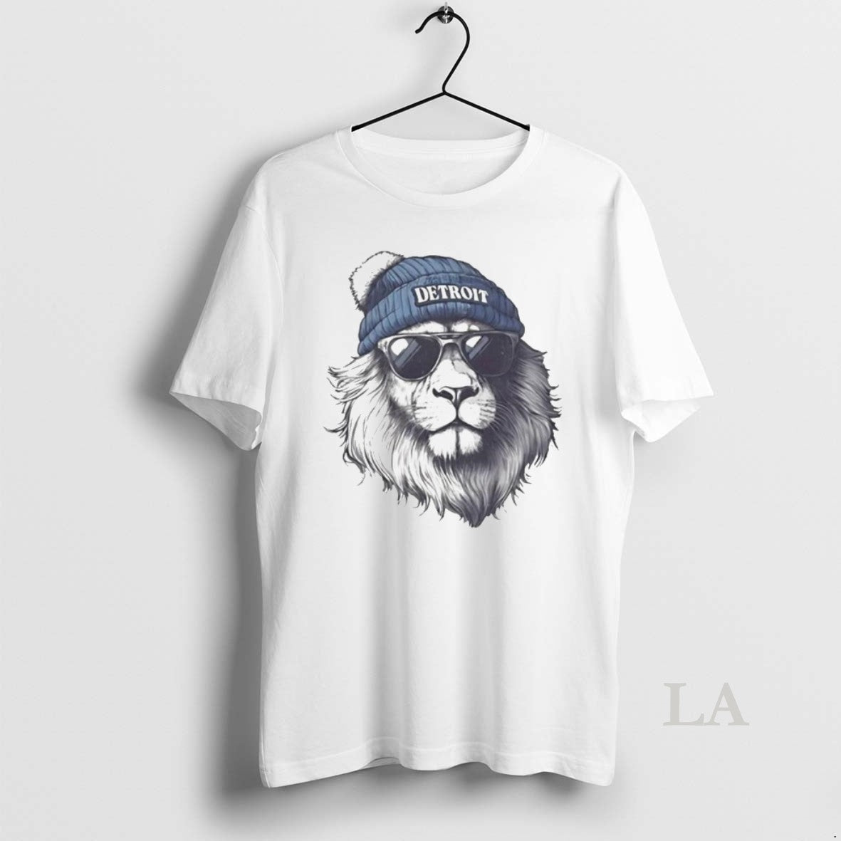 Original Detroit Lions Mascot Wearing A Beanie And Sunglasses