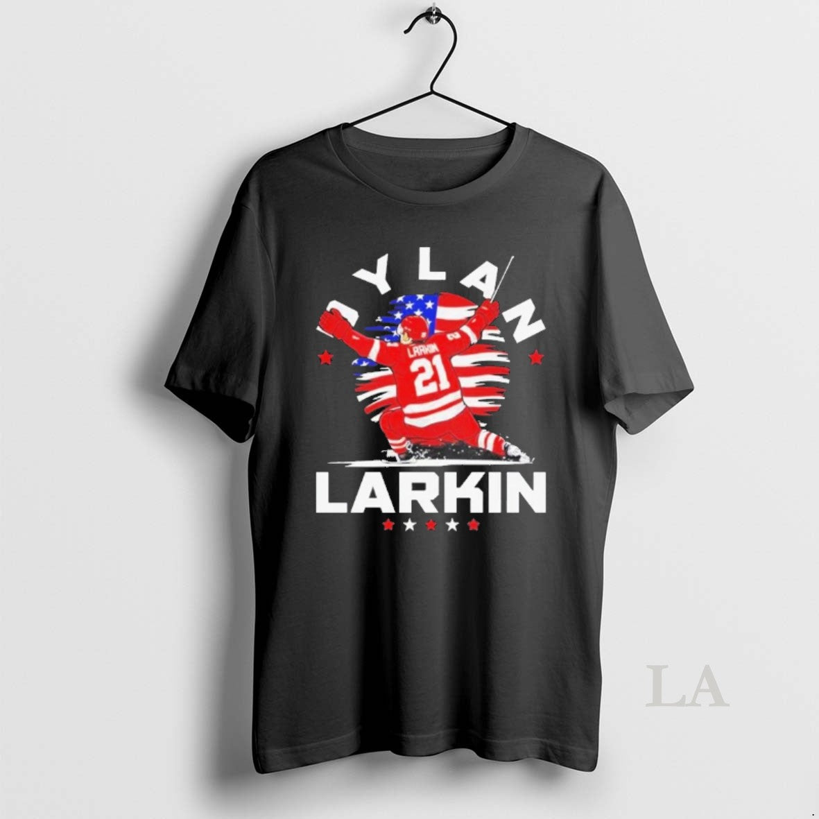 Original Dylan Larkin Detroit Usa Flag Celebration Graphic