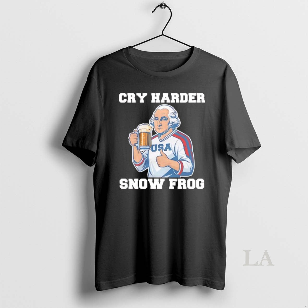 Original George Washington Drinking Beer Cry Harder Snow Frog Usa Hockey