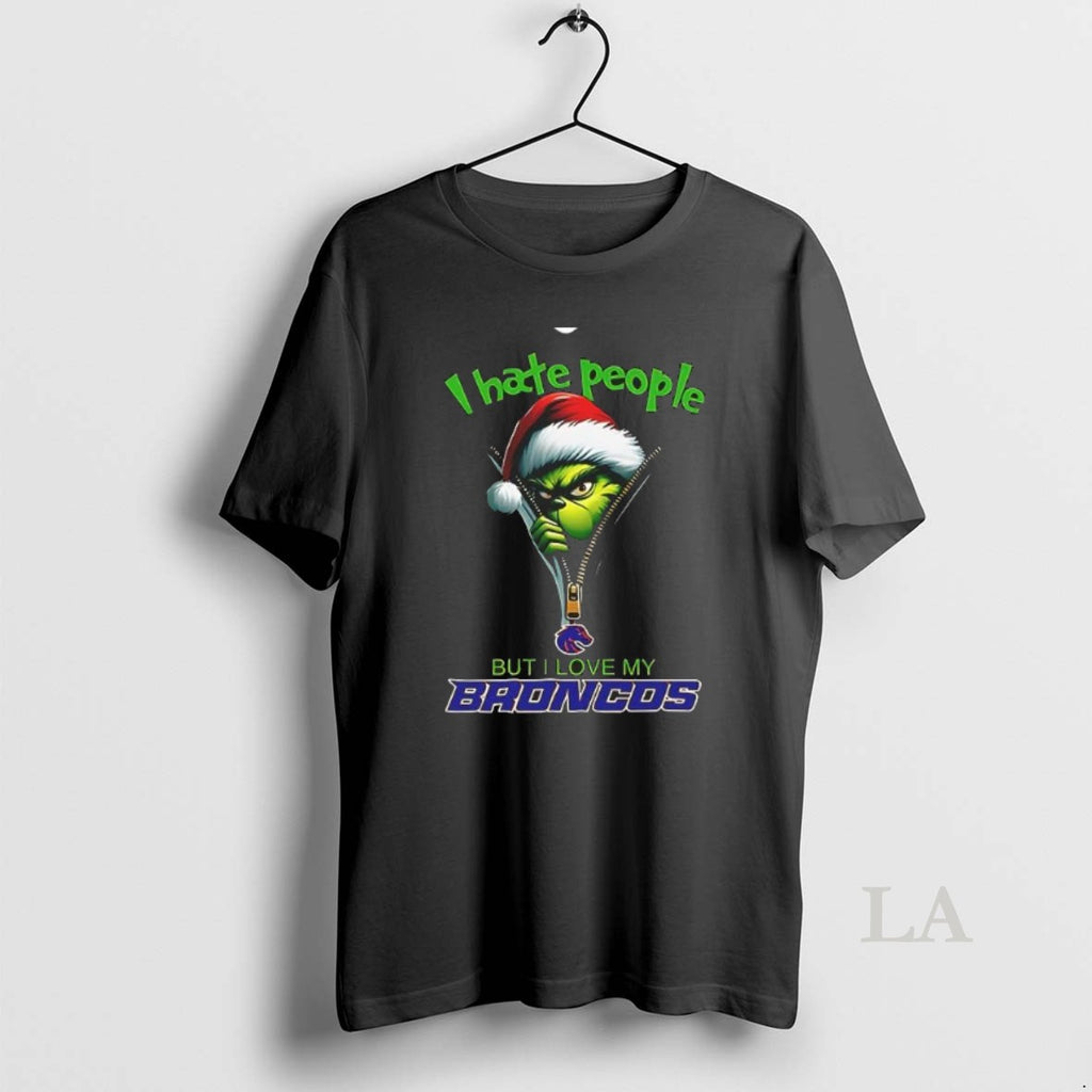 Original Grinch I Hate People But I Love My Boise State Broncos Merry Christmas