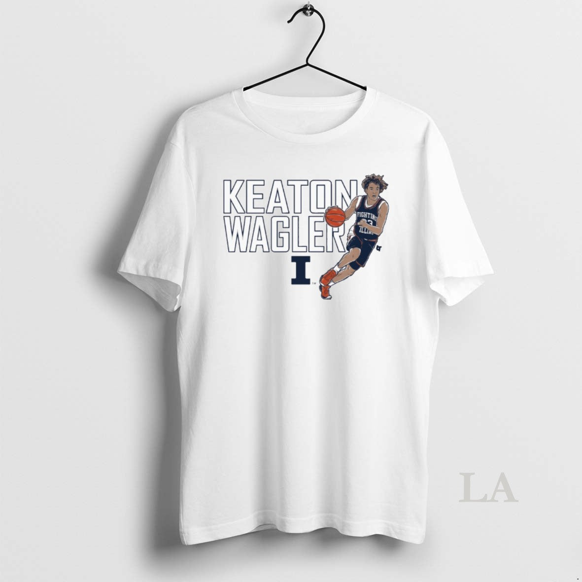 Original Illinois Fighting Illini Basketball Keaton Wagler Name Pose