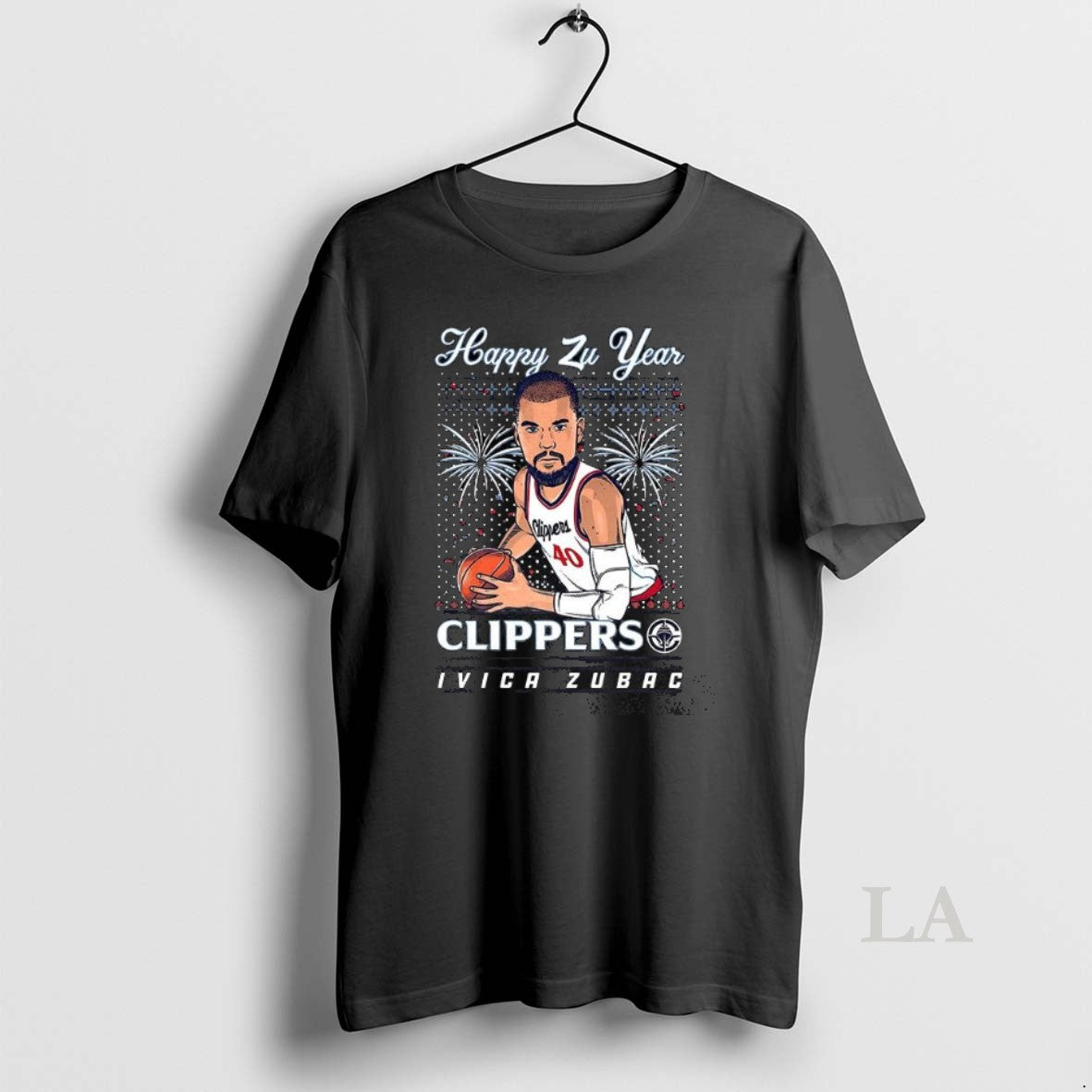 Original Ivica Zubac Happy Zu Year Clippers