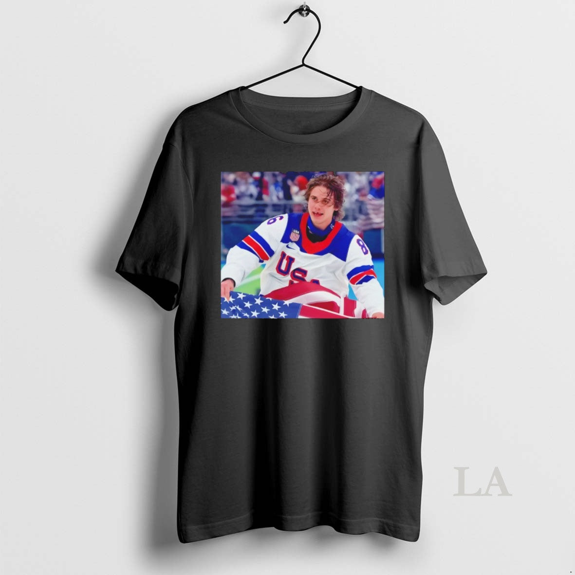 Original Jack Hughes Usa Hockey American Flag Olympic 2026 Milano Cortina