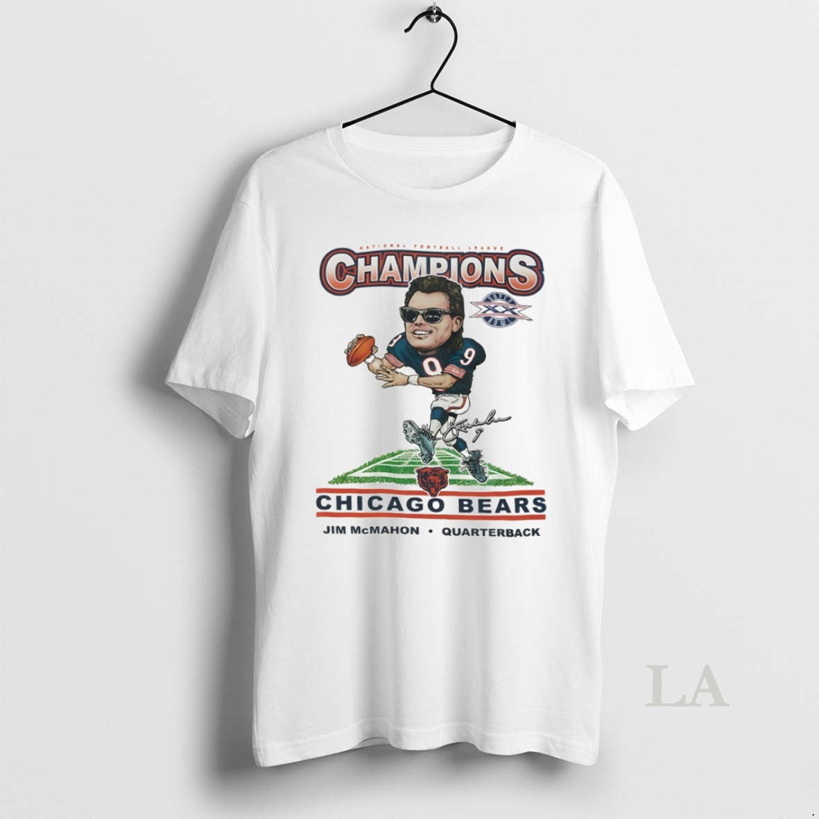 Original Jim Mcmahon Chicago Bears Super Bowl Xx Champions Caricature Circle