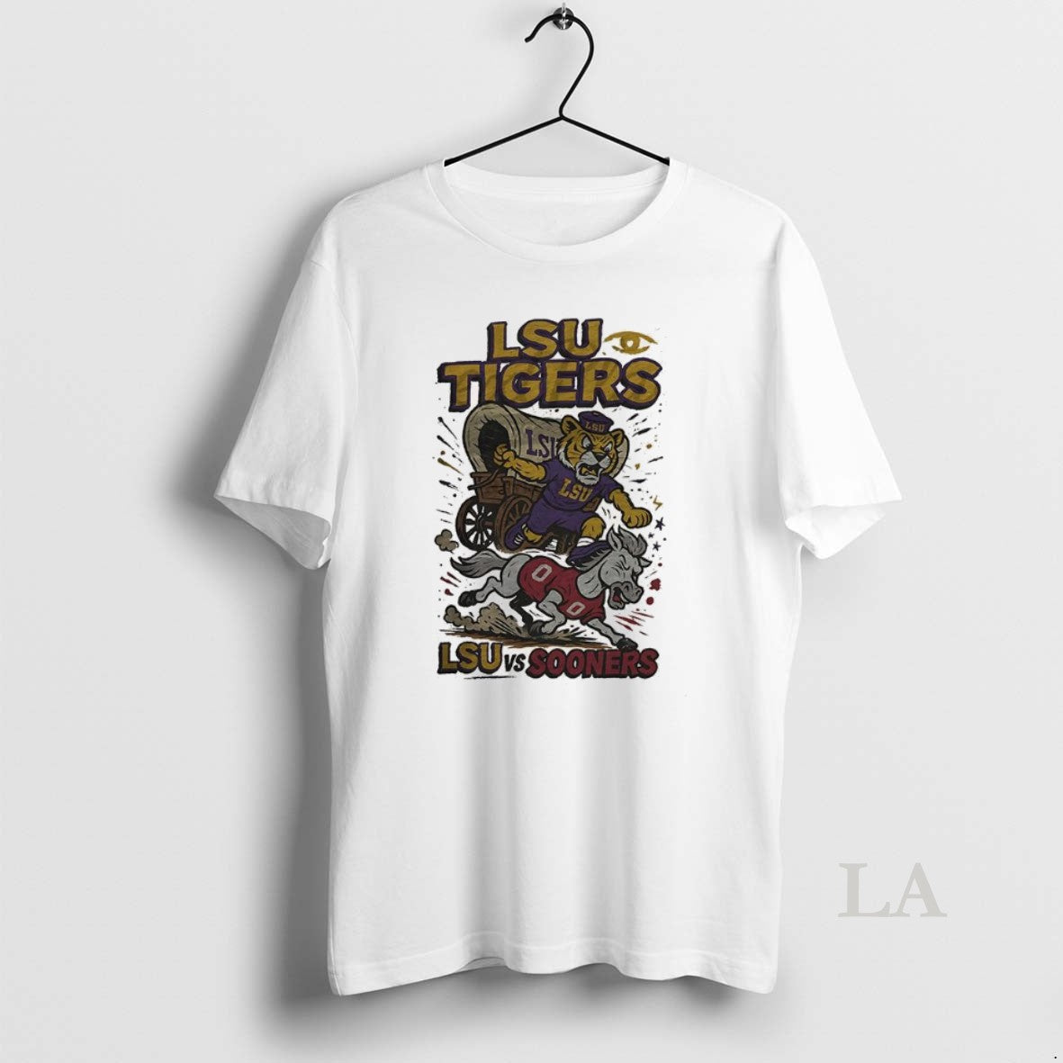 Original Lsu Tigers Beat Oklahoma Sooners Ncaa Football Artwork Mascot Fight Retro