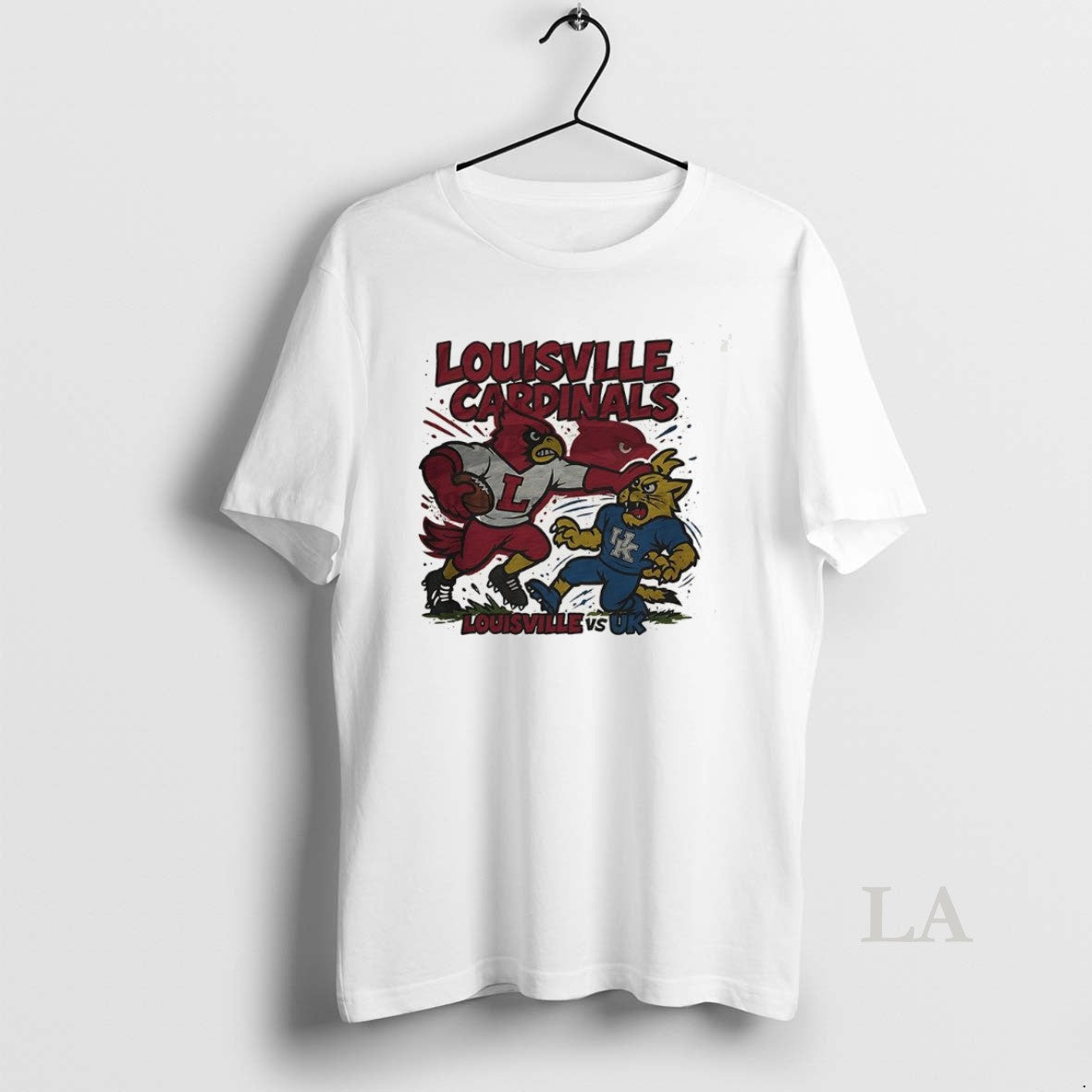 Original Louisville Cardinals Overwhelms Kentucky Wildcats Ncaa Football Artwork Mascot Fight Retro
