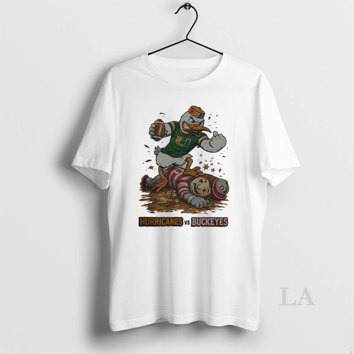 Original Miami Hurricanes Beat Ohio State Buckeyes Ncaa Cfp Football Artwork Mascots Fight Retro