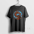 Original Mortal Kombat Dragon Logo Blue Fire Circle Graphic