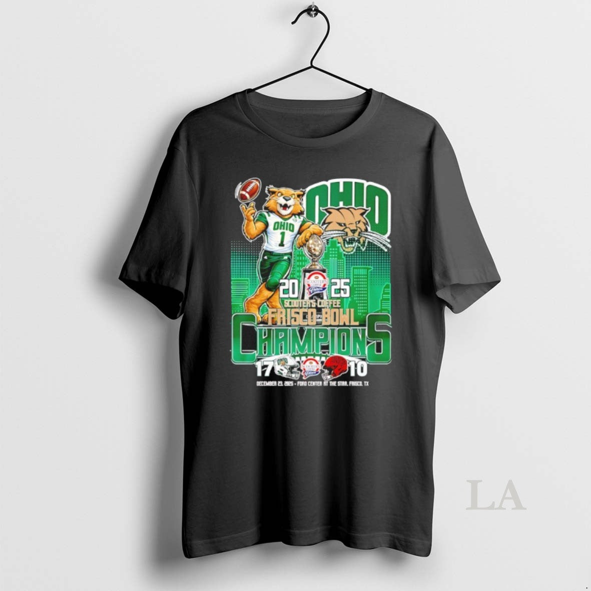 Original Ohio Bobcats 2025 Scooters Coffee Frisco Bowl Champions City Skyline