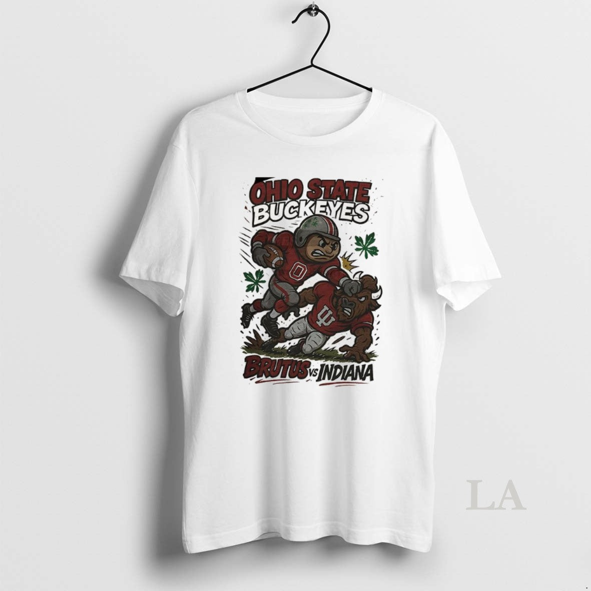 Original Ohio State Buckeyes Beat Indiana Hoosiers Ncaa Football Artwork Mascot Fight Retro