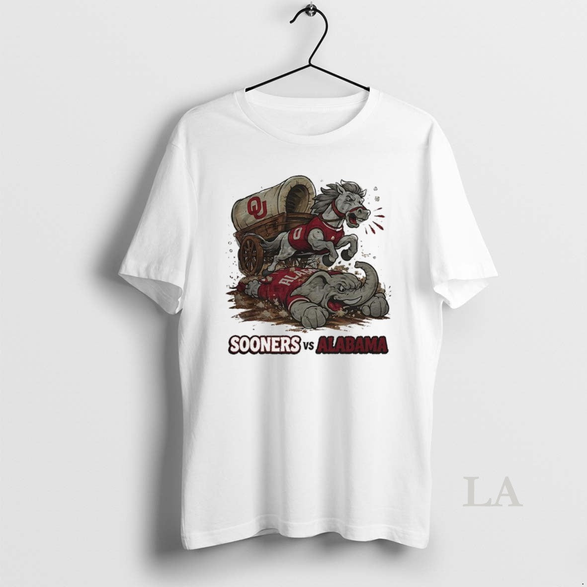 Original Oklahoma Sooners Vs Alabama Crimson Tide Ncaa Cfp 2025 Artwork Mascot Fight Retro