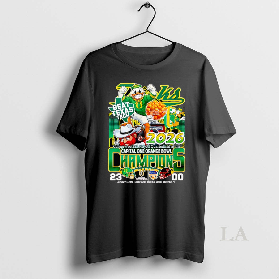 Original Oregon Beat Texas Tech 2026 Capital One Orange Bowl Champions Mascot