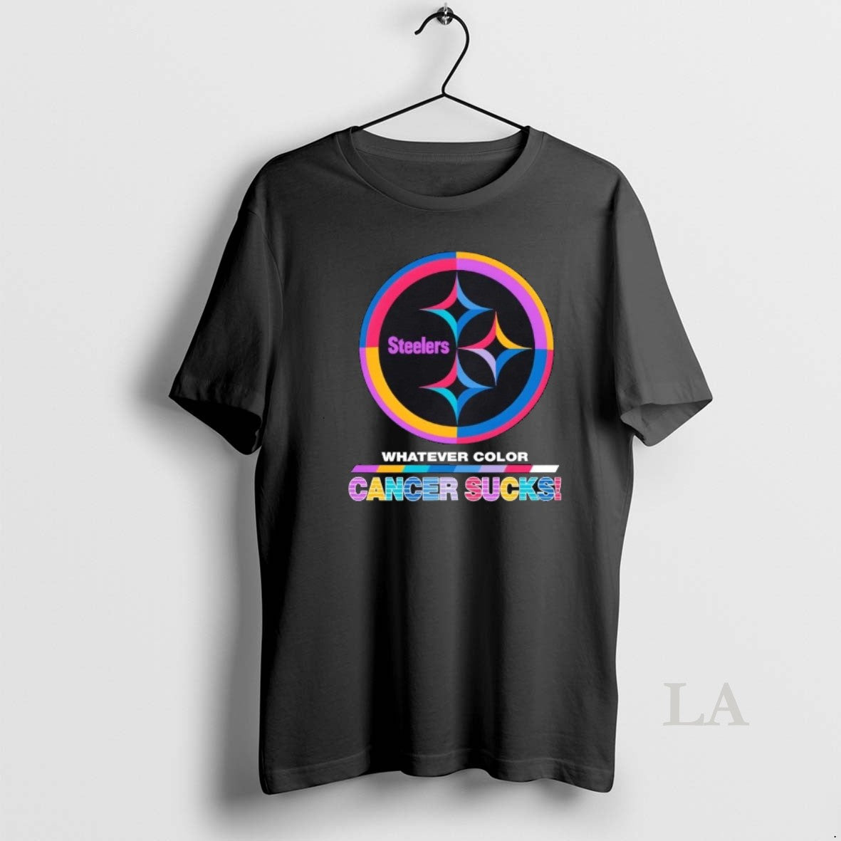 Original Pittsburgh Steelers Football Whatever Color Cancer Sucks Logo Colors