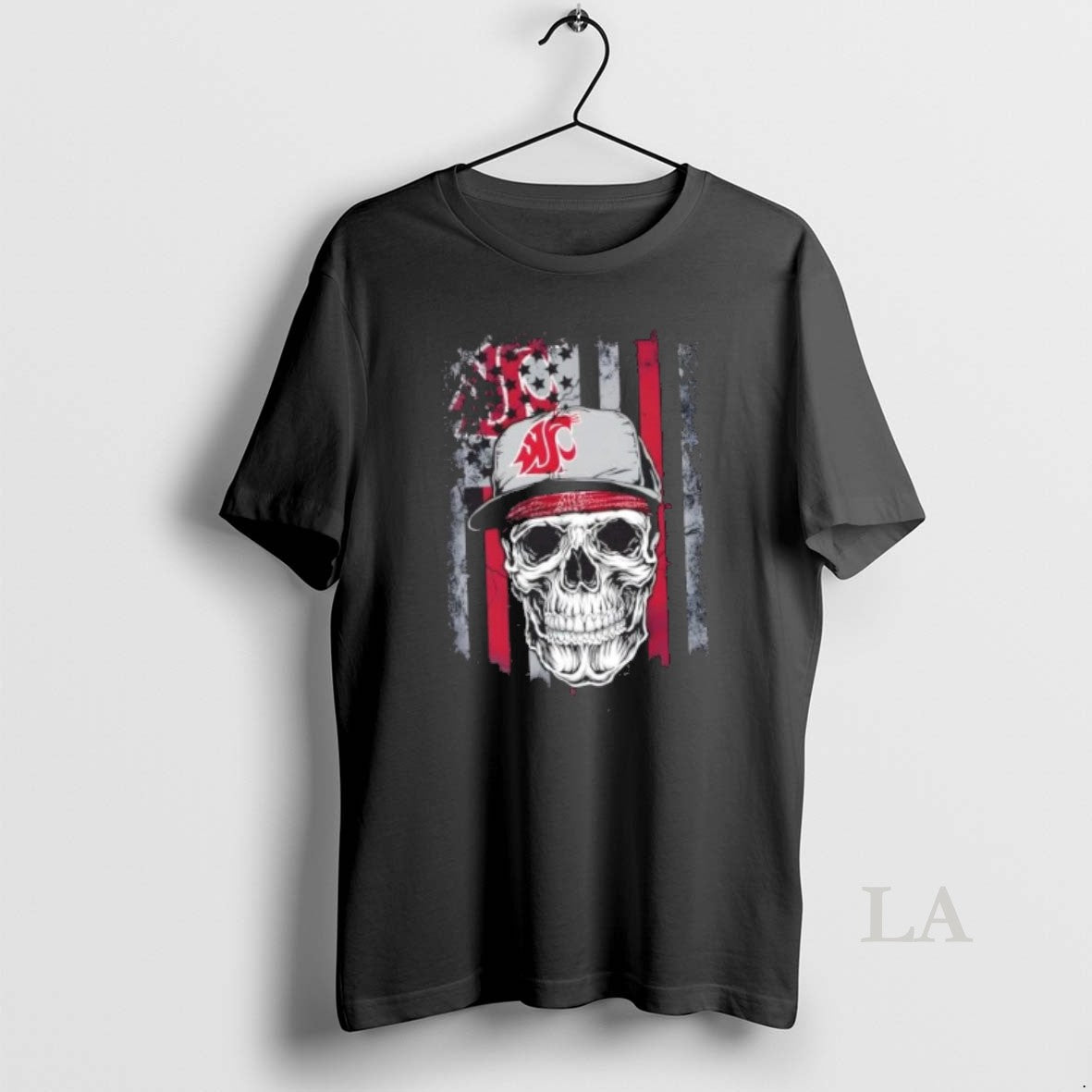 Original Skull Wearing A Cap Washington State Cougars Us Flag