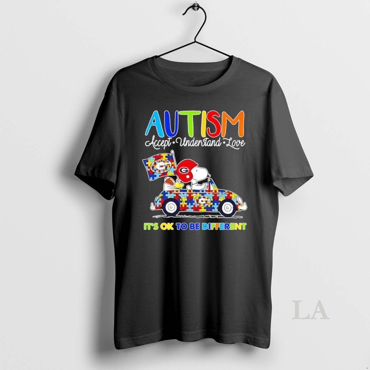 Original Snoopy Georgia Bulldogs Autism Accept Understand Love Its Ok To Be Different