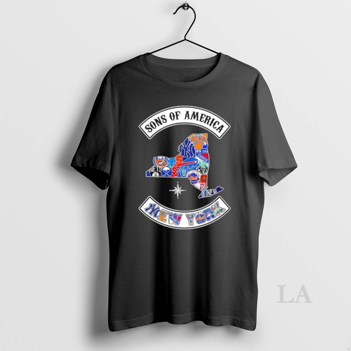 Original Son Of America New York Map Sports Logos Combine