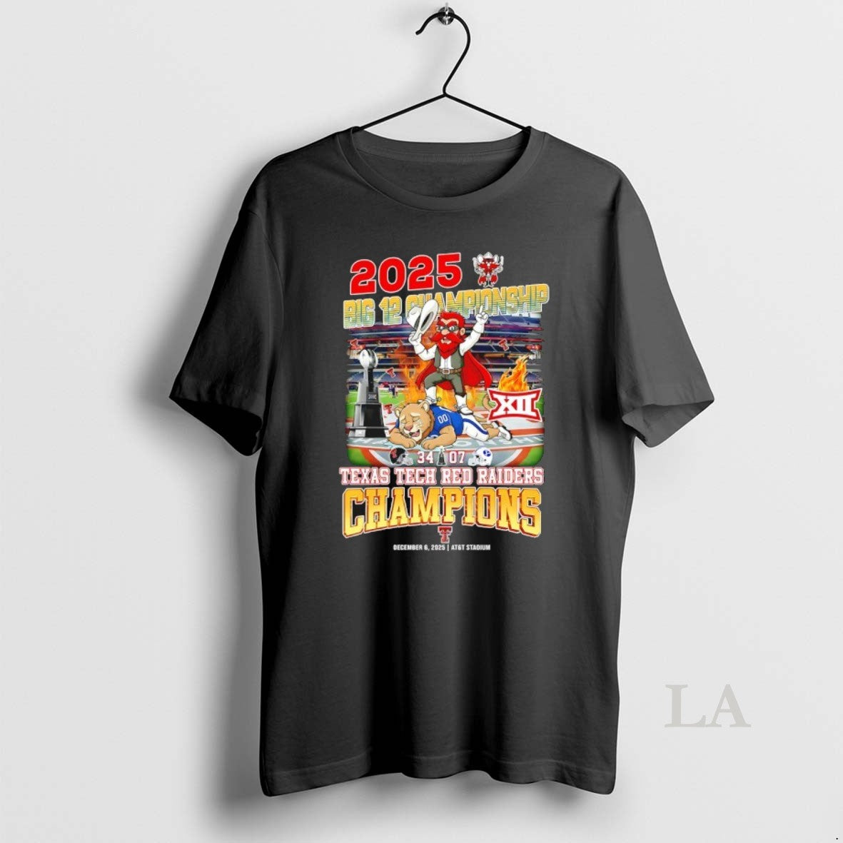 Original Texas Tech Red Raiders 2025 Big 12 Championship Defeat Mascot Hirt