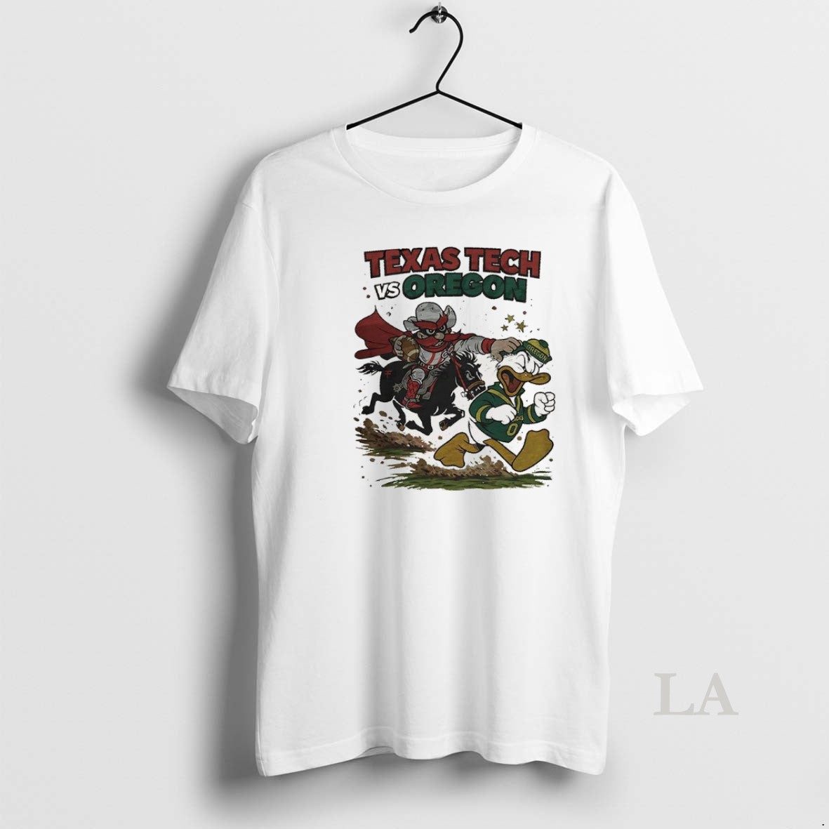 Original Texas Tech Red Raiders Vs Oregon Ducks Ncaa Playoff Football Mascots Fight Retro