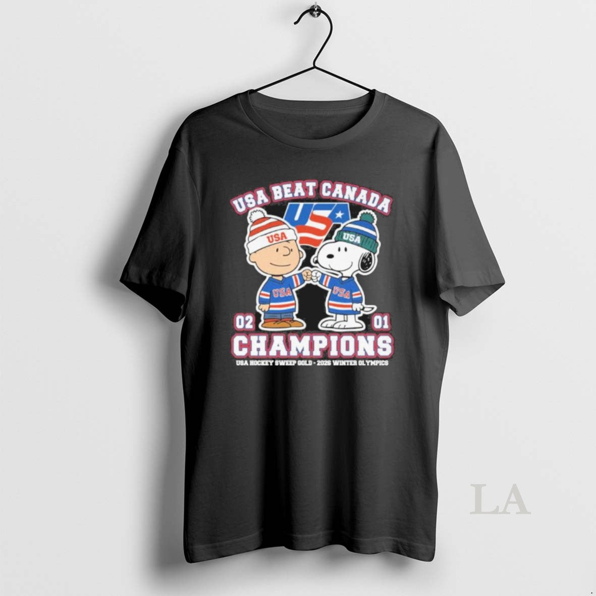 Original The Peanuts Fisbump Usa Beat Canada Hockey Champions