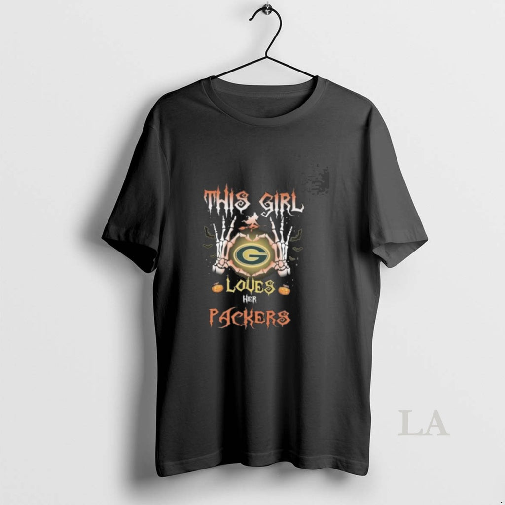 Original This Girl Loves Her Green Bay Packers Skeleton Halloween