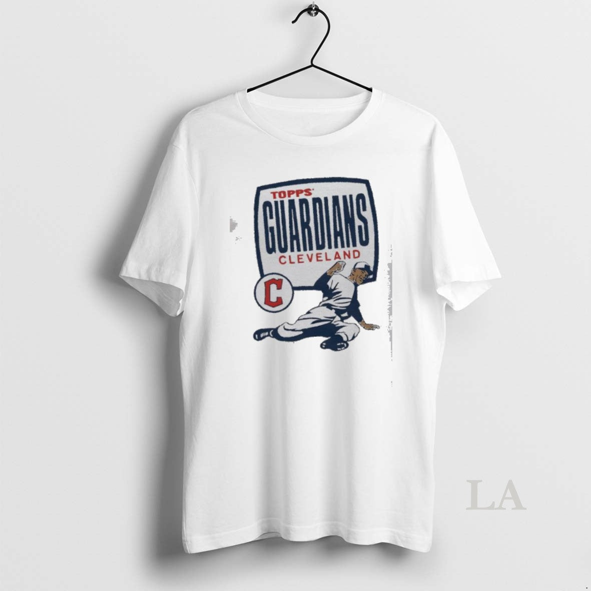 Original Topps Cleveland Guardians Baseball Player Logo Graphic