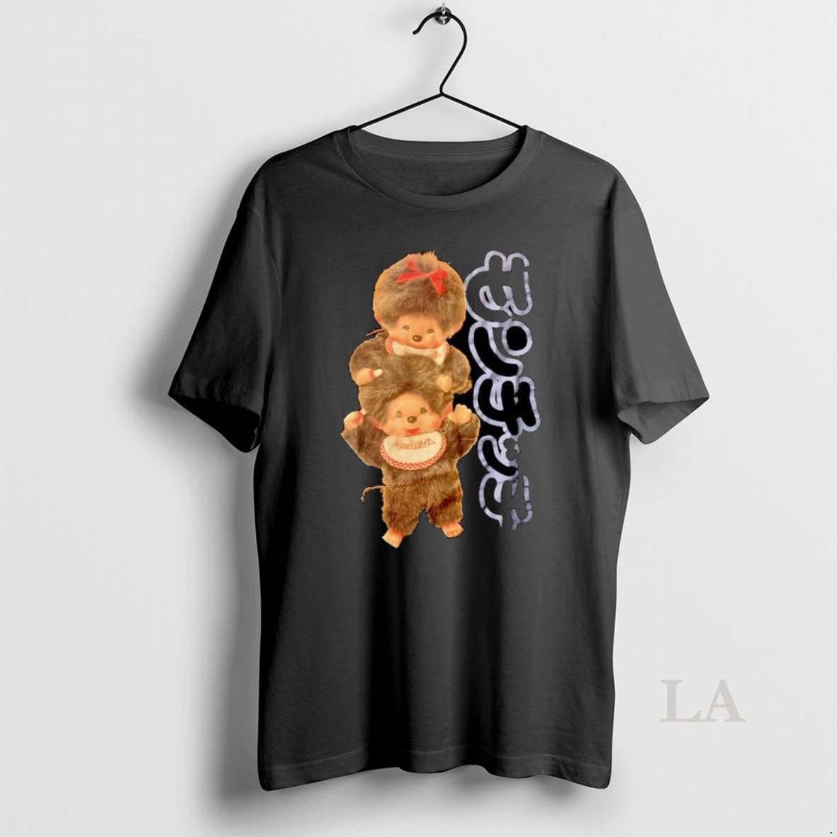 Original Two Monchhichi Monkeys Sitting On Shoulders Bib Vintage
