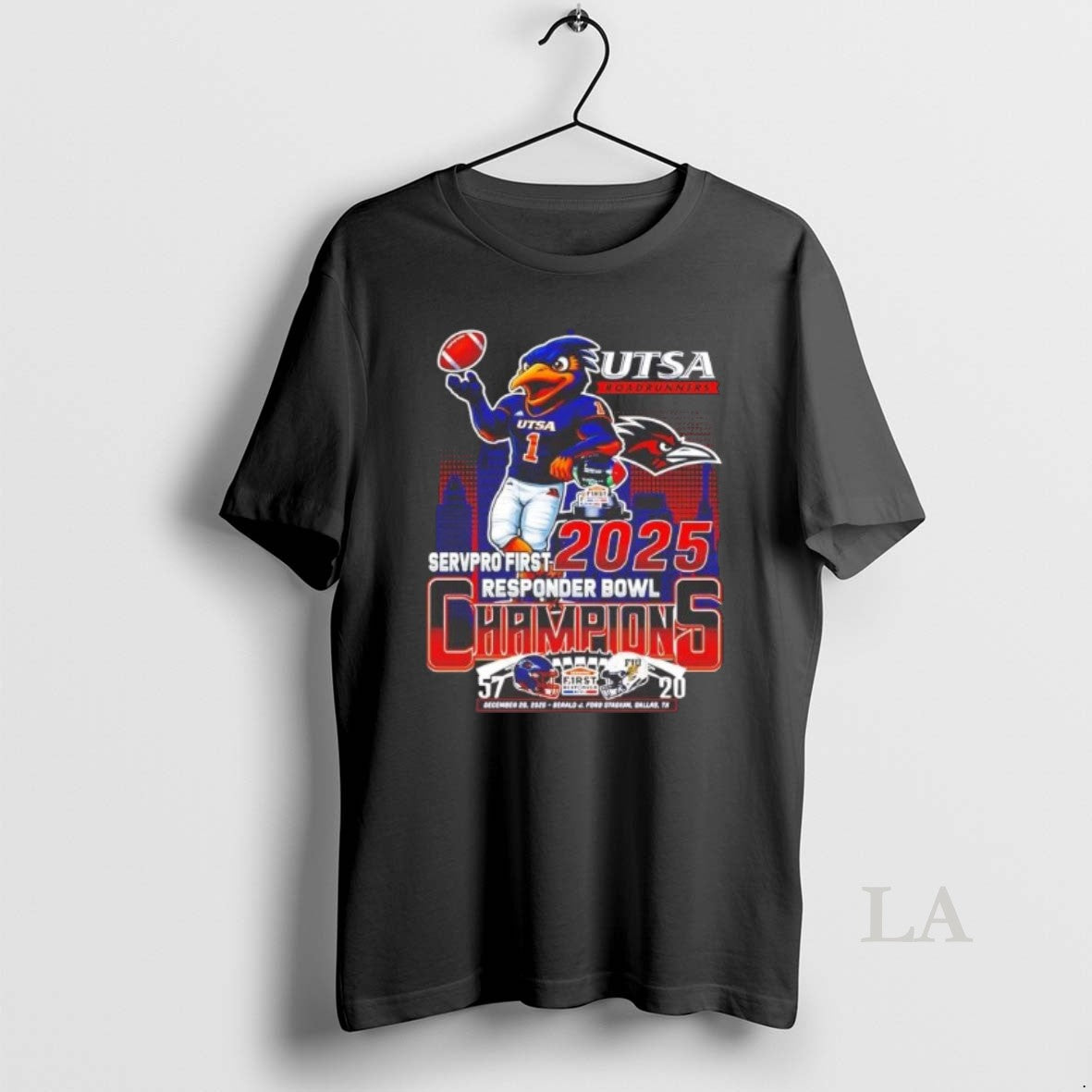 Original Utsa Roadrunners 2025 Responder Bowl Champions Mascot Skyline