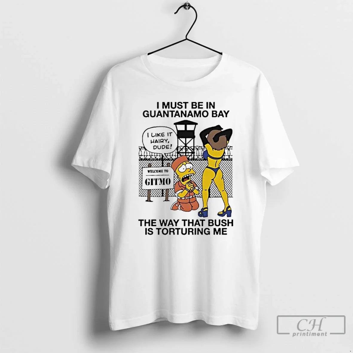 Premium Bart Simpson I Must Be In Guantanamo Bay The Way That Bush Is Torturing Unisex , , , Long Sleeve Tee