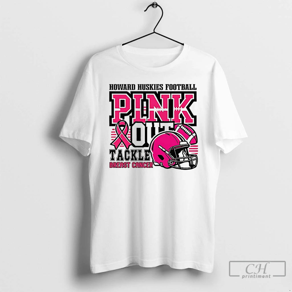 Premium Howard Huskies Football Breast Cancer Awareness T Shirts