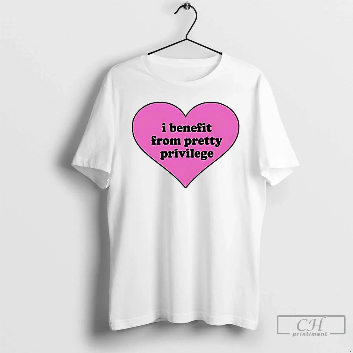 Premium I Benefit From Pretty Privilege Pink Heart T Shirts Unisex , , , Long Sleeve Tee