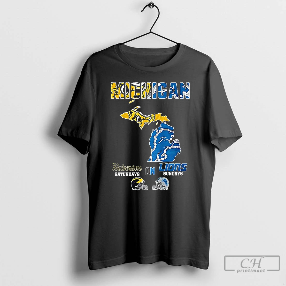 Premium Michigan Wolverines Saturdays On Lions Sundays Map T Shirts