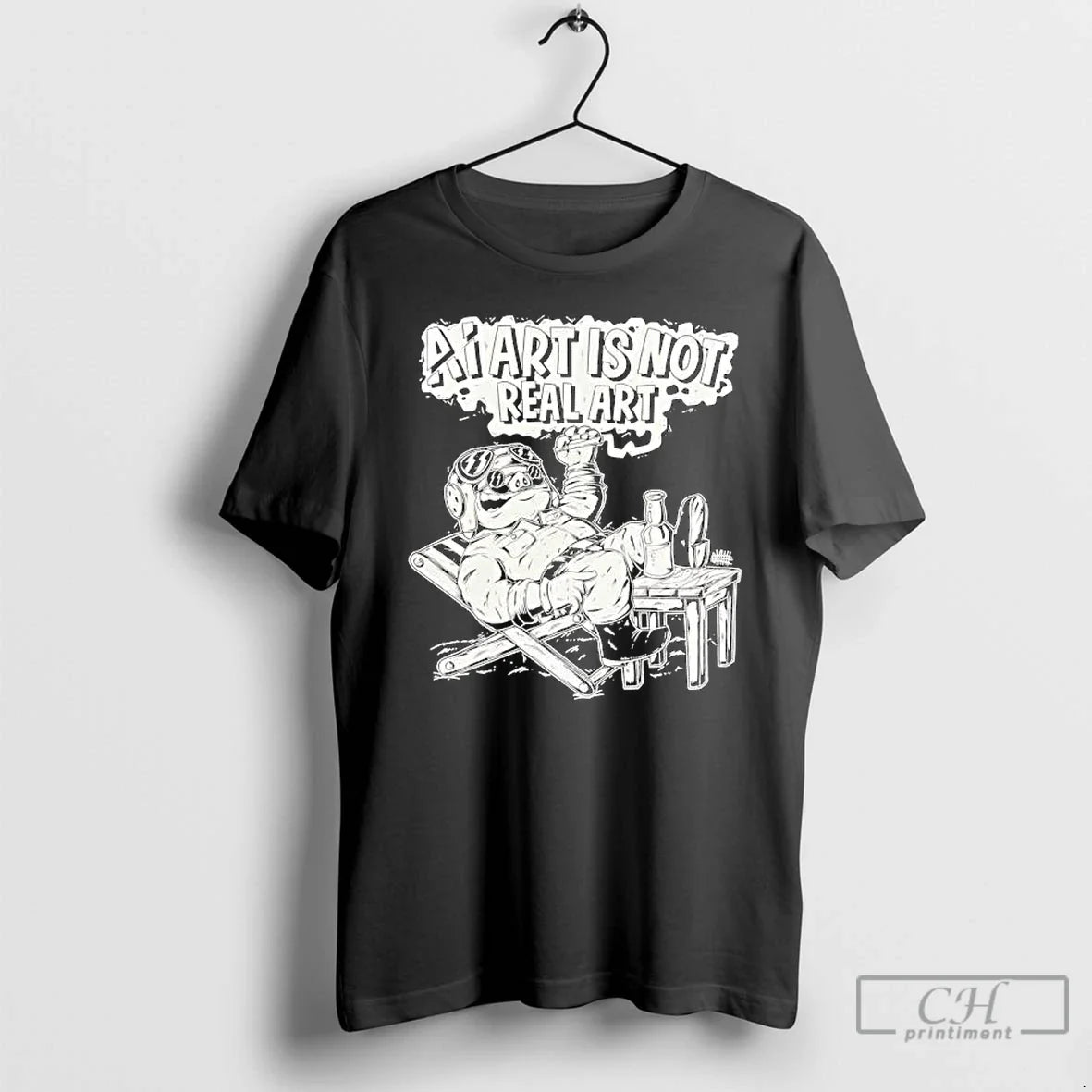 Premium Pig Ai Art Is Not Real Art T Shirts Unisex , , , Long Sleeve Tee