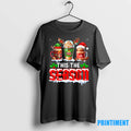 The Season Christmas Three Santa Reindeer Elf Coffee Cups Tshirts Sweater