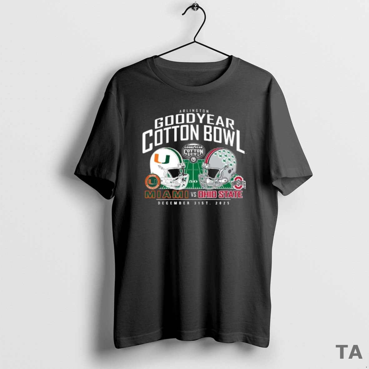 Top Arlington Miami Hurricanes Vs Ohio State Buckeyes 2025 Cotton Bowl Helmet Matchup