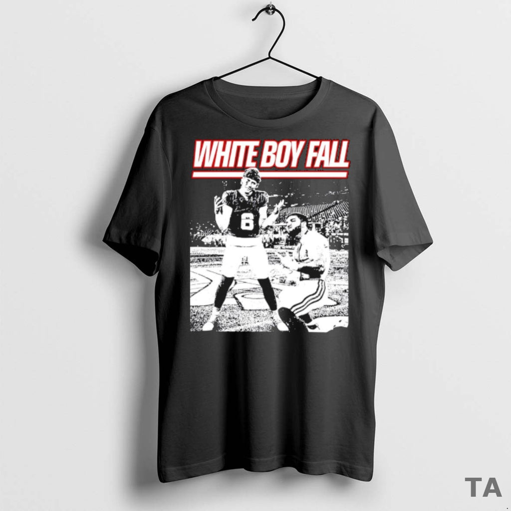 Top Giants Jaxson Dart And Cam Skattebo White Boy Fall T Shirt Sweater