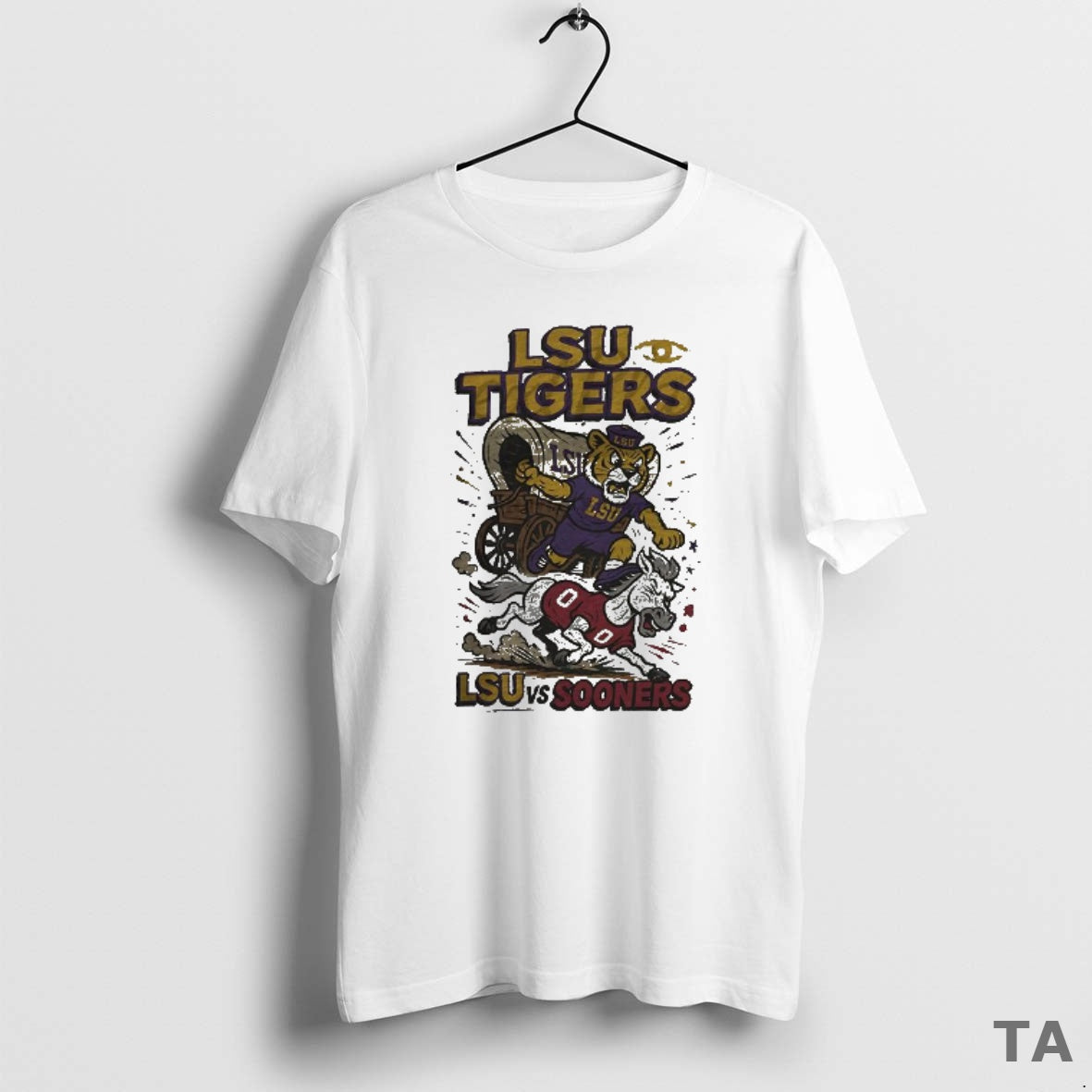 Top Lsu Tigers Beat Oklahoma Sooners Ncaa Football Artwork Mascot Fight Retro T Shirt Sweater