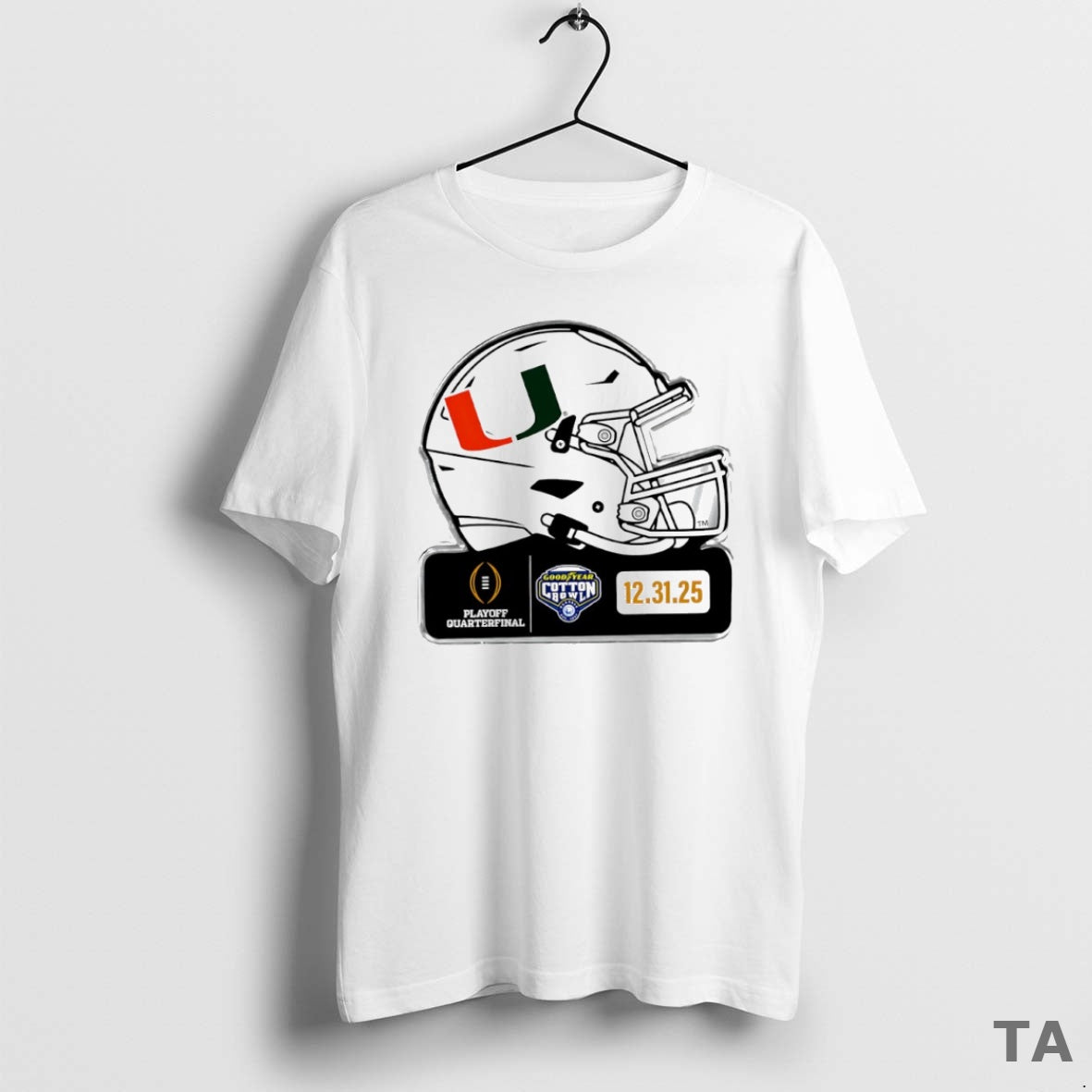 Top Miami Hurricanes 2025 Cfp Goodyear Cotton Bowl Helmet Circle T Shirt Sweater