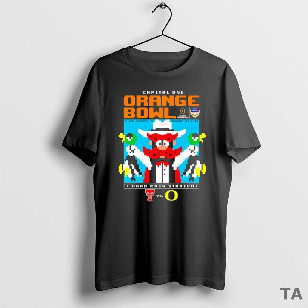 Top Texas Tech Red Raiders Capital One Orange Bowl 2026 Mascot Pixel T Shirt Sweater