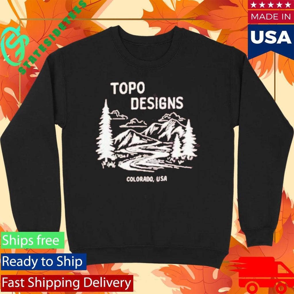 Topo Designs X Pine Printshop Mountain Doodle Shirt Unisex , , , Long Sleeve Tee