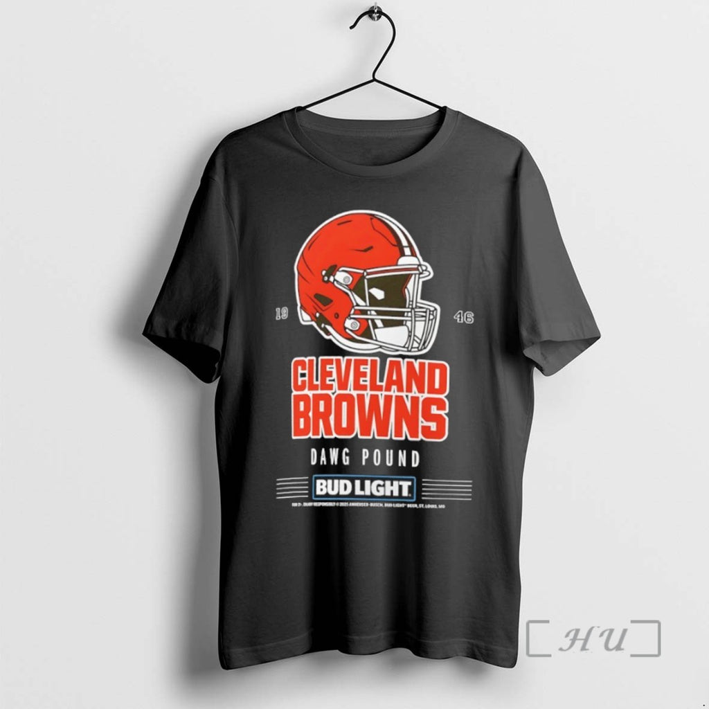 Trending Cleveland Browns Bud Light 1946 Dawg Pound Football Helmet Tee Shirt Sweater
