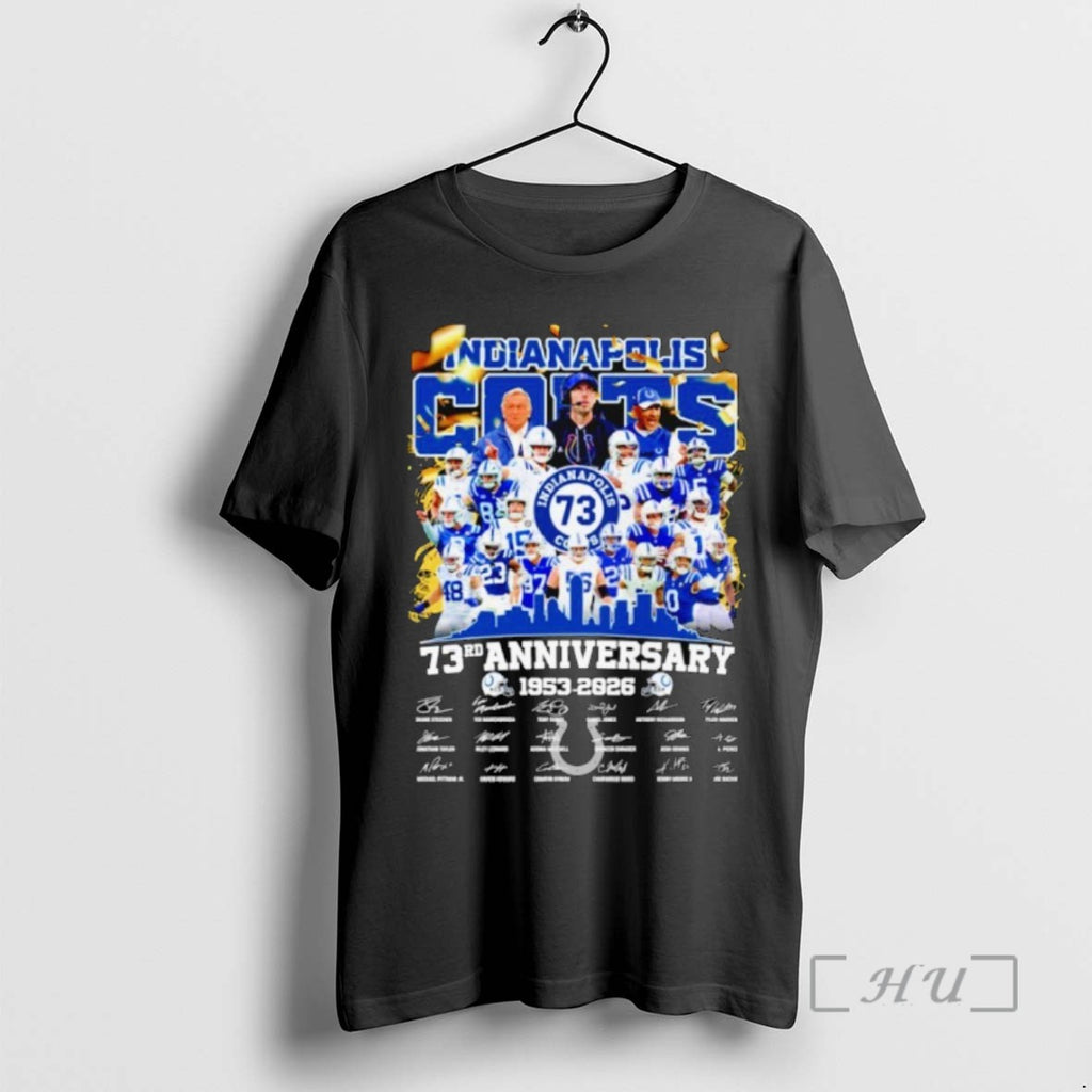Trending Indianapolis Colts 73rd Anniversary 1953 2026 Signatures Baseball Tee Shirt Sweater