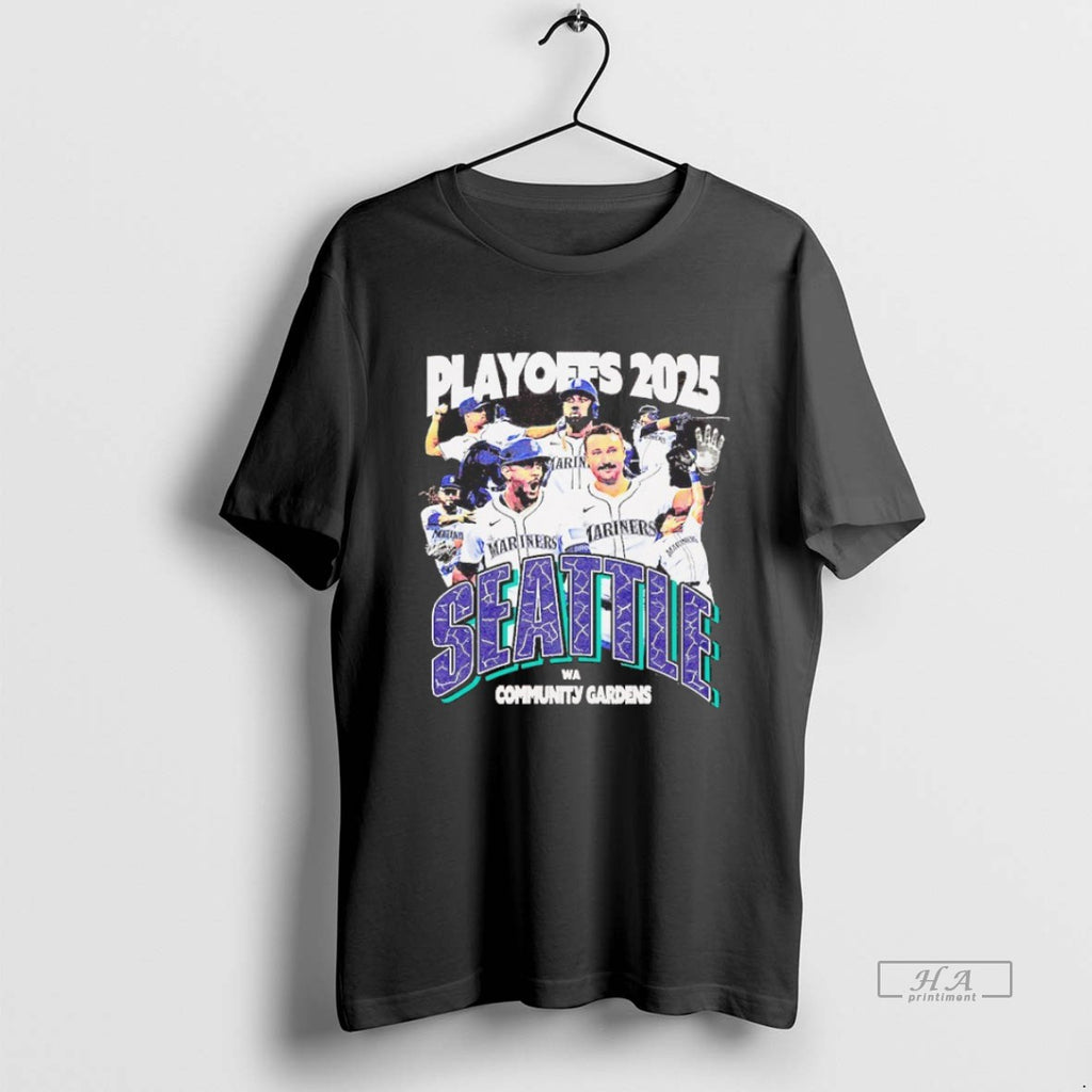 Trendy Seattle Mariners Playoffs 2025 Community Garden Player Graphic Blackshirt