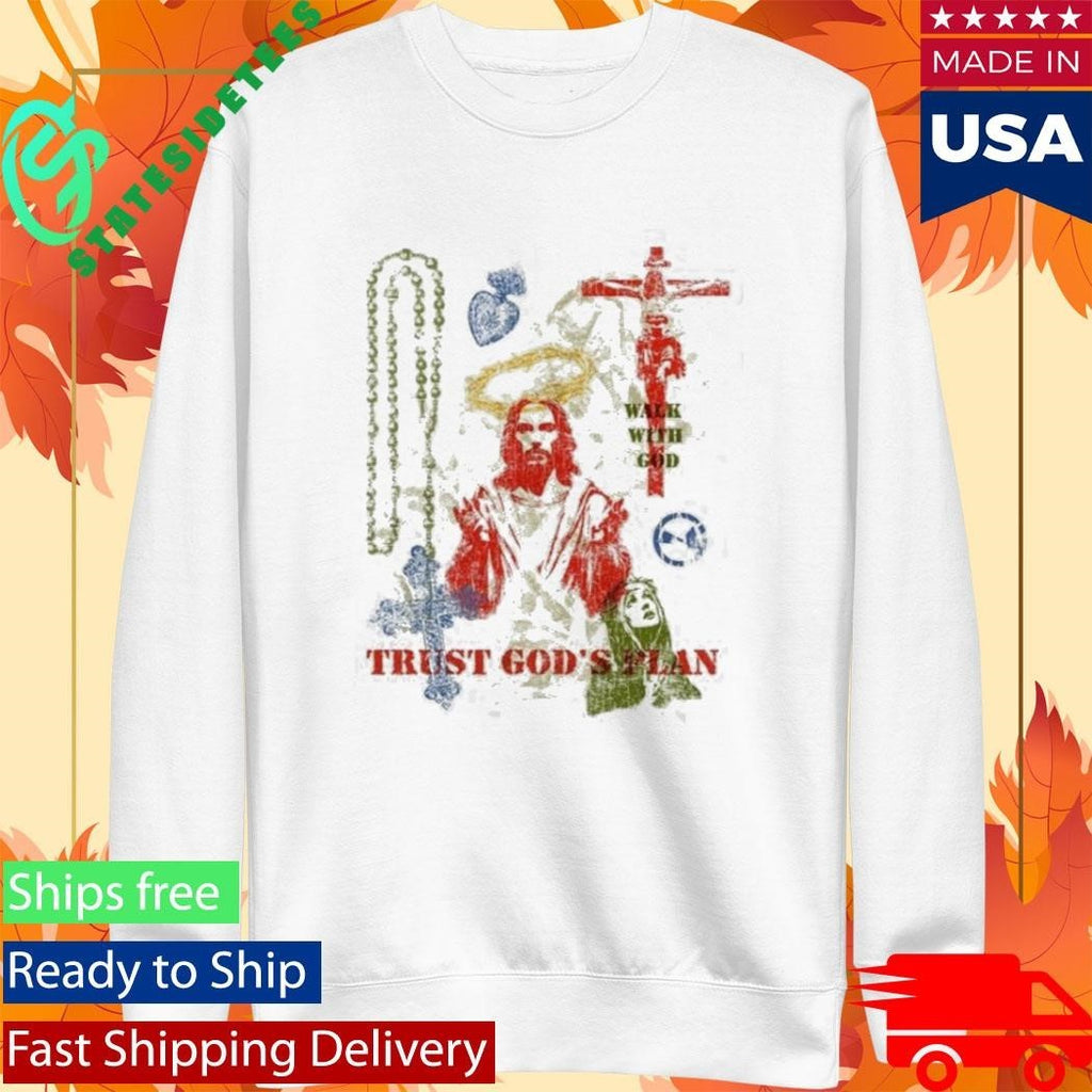 With Colorful Trust God’s Plan Screen Print Shirt Unisex , , , Long Sleeve Tee